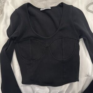 Zara long sleeve black top size M
